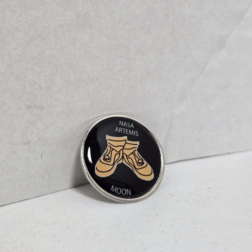 NASA Artemis II Ground Crew Boots Logo Enamel Lapel Pin Black Orange Space Boot